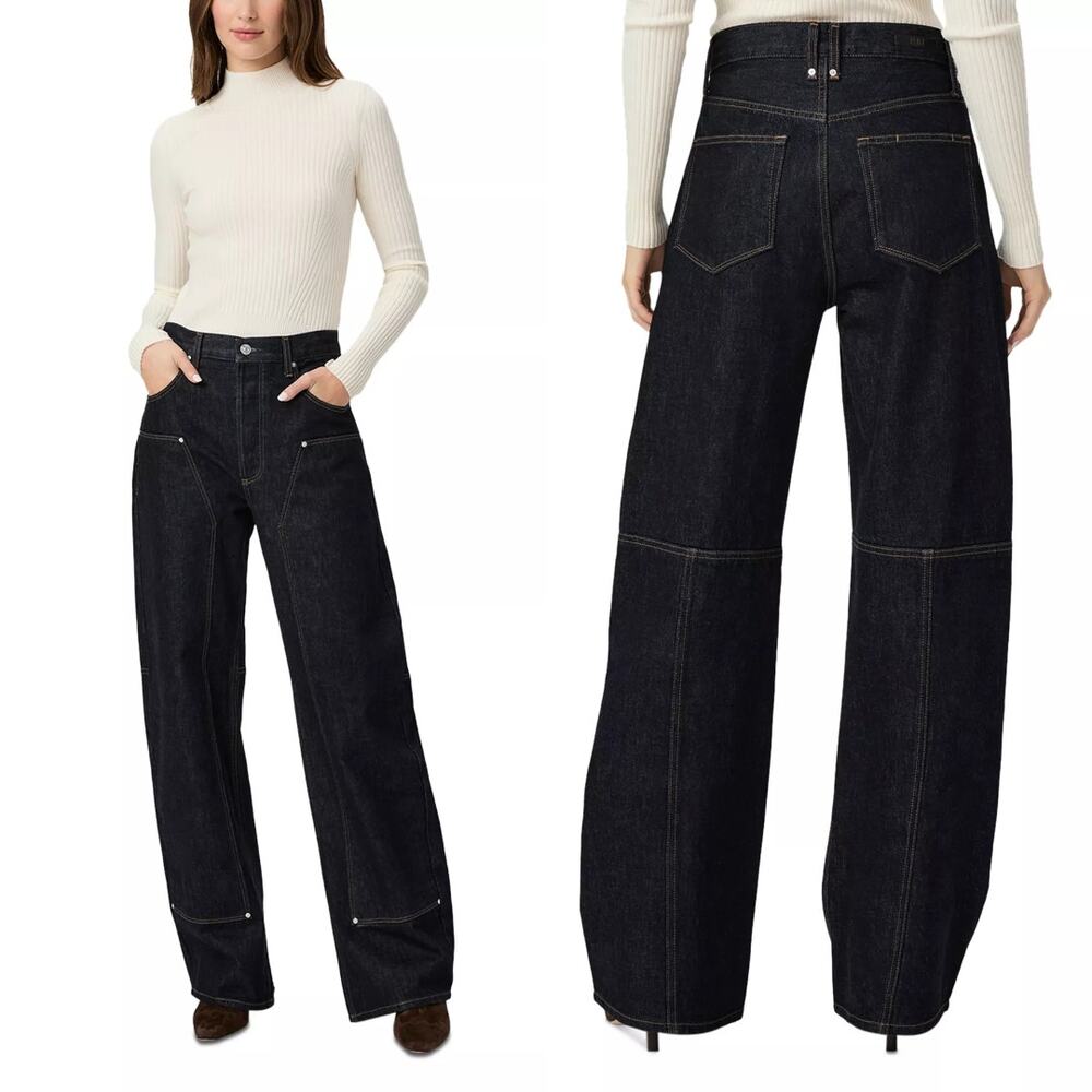 PAIGE Arellia Workwear Jeans Pant Barrel Leg 33 Selma Dark Wash Utility